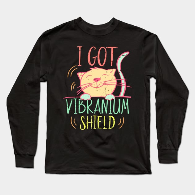 I Got Vibranium Shield Cute Cat Vibrating Long Sleeve T-Shirt by alcoshirts